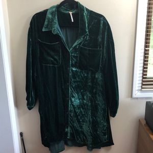 NWOT Free People Lux Velvet Shirtdress